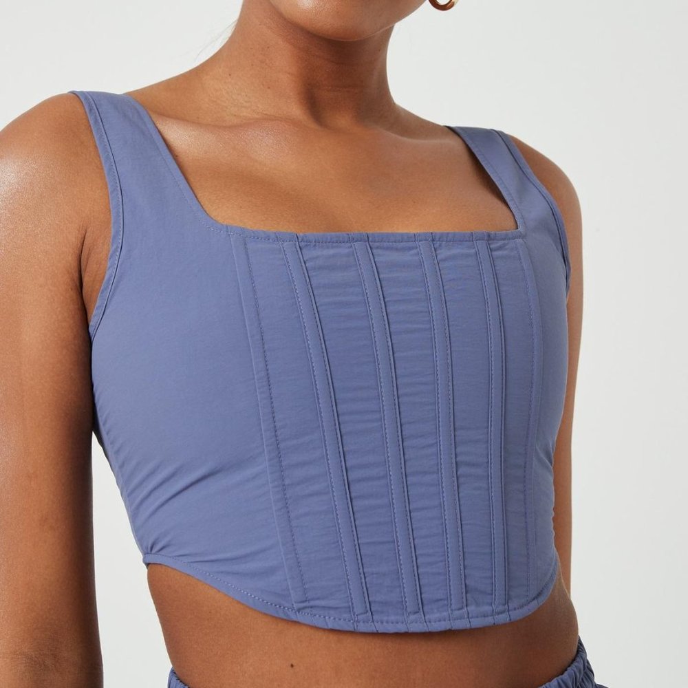 Missguided Blue Co Ord Corset Crop Top & Joggers Set